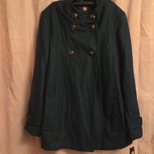 Gallery Women's Double-Breasted Dark Forest Green Pea Coat